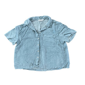 Jane + Delancey Blue Cropped Button Down Shirt - Medium